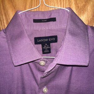 Lands' End Lavender Tailored fit spread collar shirt Men's small